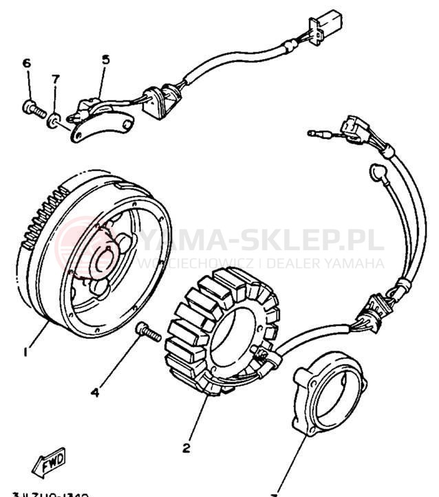Schemat "prądnica" do Yamaha VIRAGO 750 XV750E/XV750EC