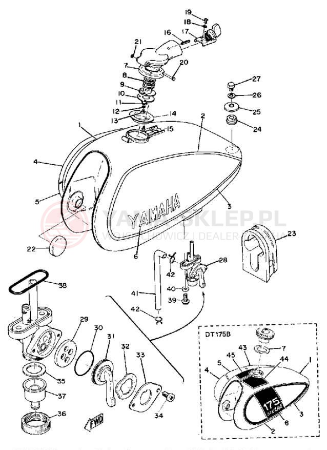 Schemat "zbiornik paliwa" do Yamaha DT175B