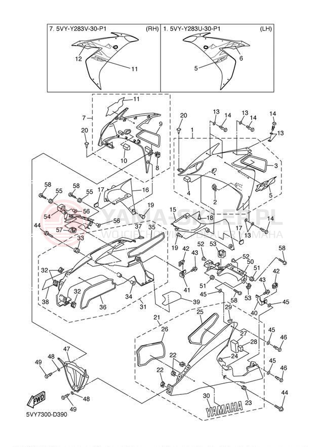 Schemat "elementy nadwozia" do Yamaha YZF-R1 YZFR1TC/YZFR1T