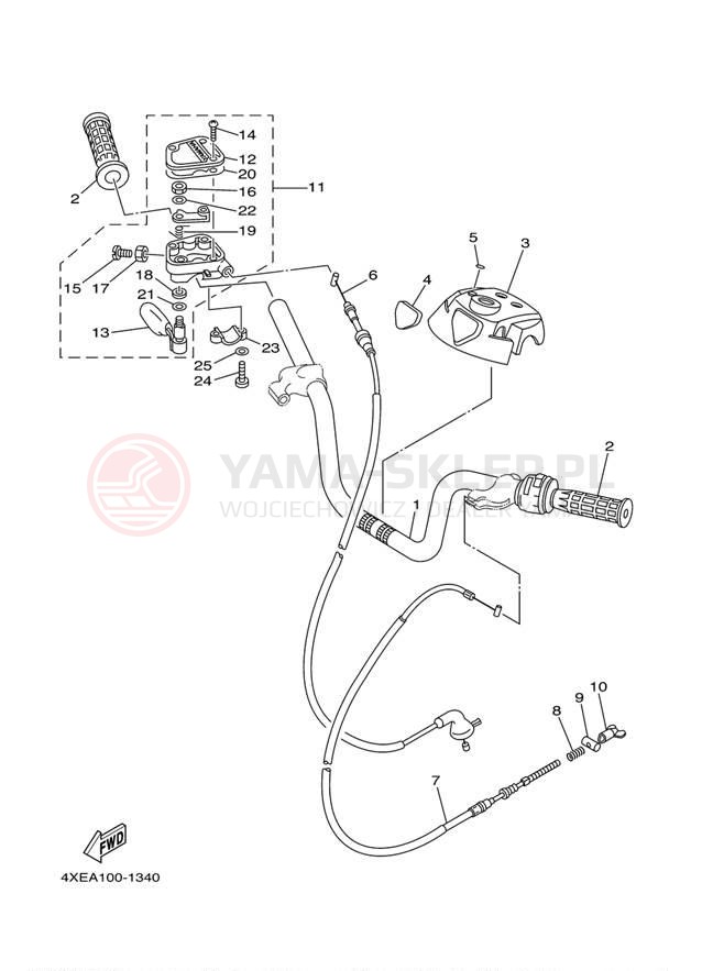 Schemat "Kierownica i osprzęt" do Yamaha BEARTRACKER YFM25XS