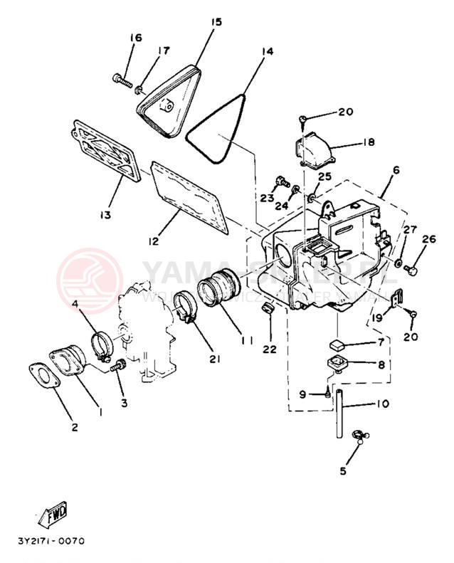 Schemat "Filtr powietrza" do Yamaha XT250J