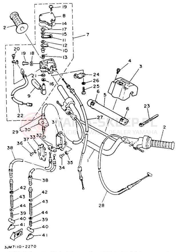 Schemat "Kierownica i osprzęt" do Yamaha BLASTER YFS200E_MN
