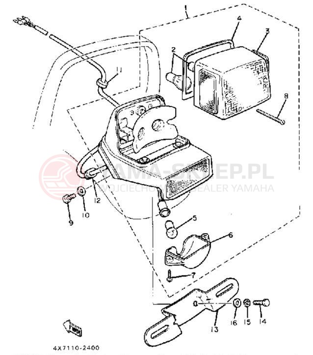 Schemat "lampa tył" do Yamaha VIRAGO 750 XV750J