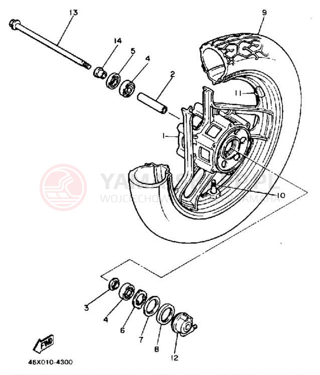 Schemat "Koło przód" do Yamaha FZ600T/FZ600TC