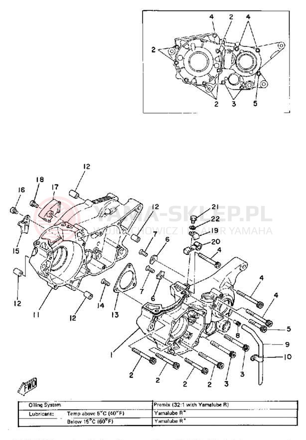 Schemat "Obudowa silnika" do Yamaha IT250G