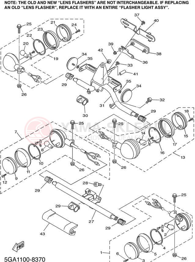 Schemat "kierunkowskazy" do Yamaha ROAD STAR XV1600ALC/XV1600AL