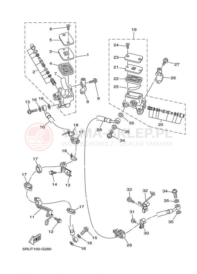 Schemat "Pompa hamulcowa przednia" do Yamaha MAJESTY YP400DG