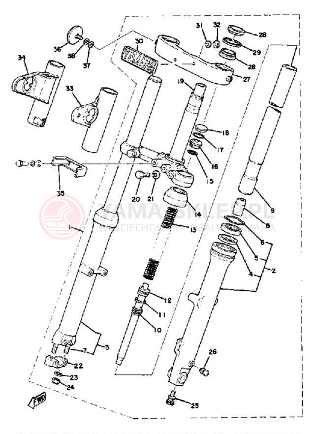 Schemat "Amortyzatory przód" do Yamaha XS400_2F