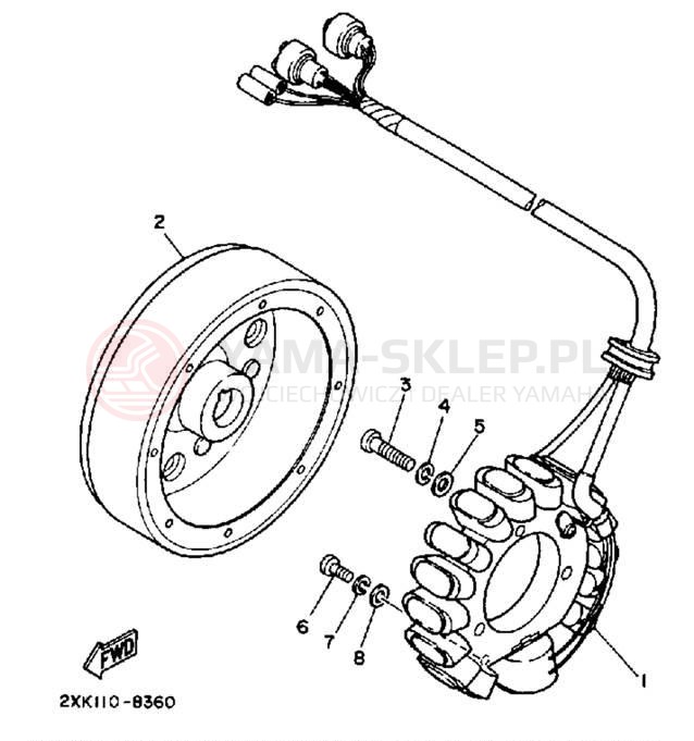 Schemat "prądnica" do Yamaha WARRIOR YFM350XW