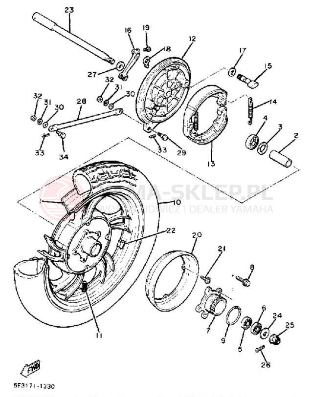 Schemat "Koło tył" do Yamaha VIRAGO 750 XV750J