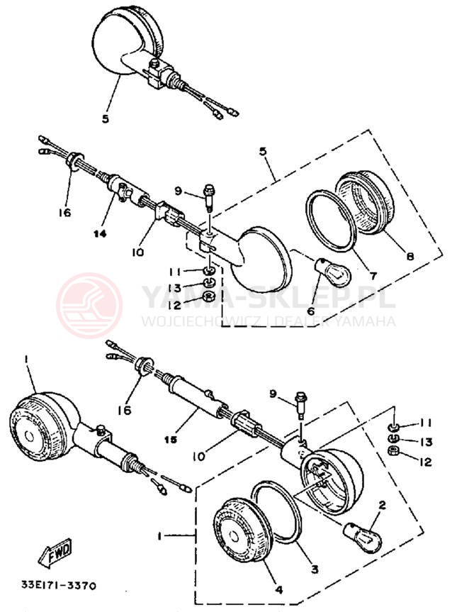 Schemat "kierunkowskazy" do Yamaha RZ350NCII/RZ350NC/RZ350N