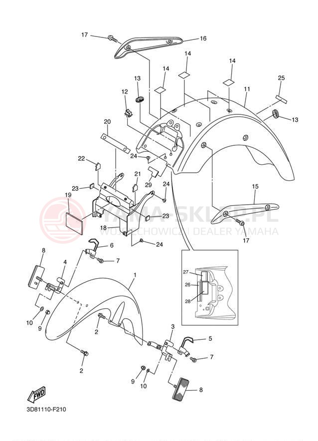 Schemat "błotnik" do Yamaha V STAR 1300 XVS13AW/XVS13AWC