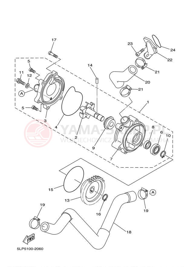 Schemat "Pompa wody" do Yamaha 660R RAPTOR YFM660RT