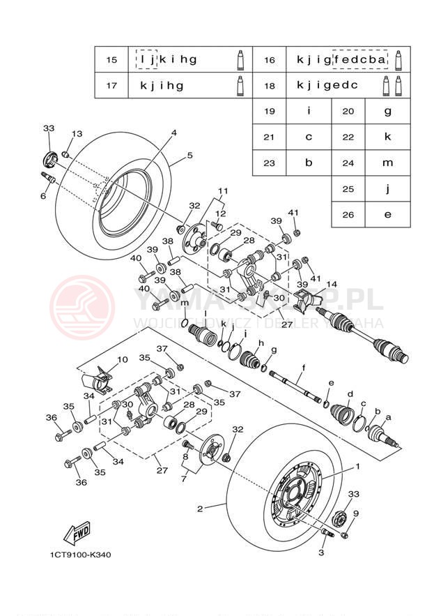 Schemat "Koło tył" do Yamaha GRIZZLY 450 EPS 4WD YFM45FGPDL