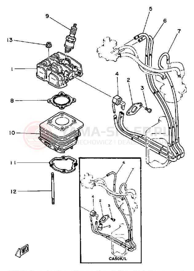 Schemat "cylinder" do Yamaha RIVA 50 CA50K