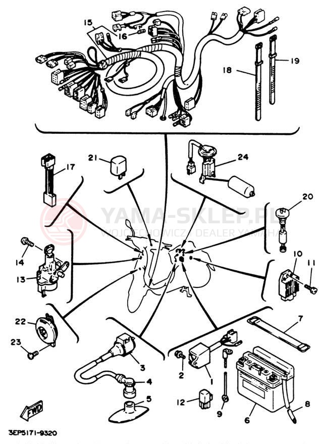 Schemat "układ elektryczny" do Yamaha RAZZ SH50G