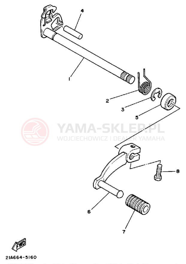 Schemat "Dźwignia zmiany biegów, wałek" do Yamaha ENDURO DT50U/DT50L/DT50LC