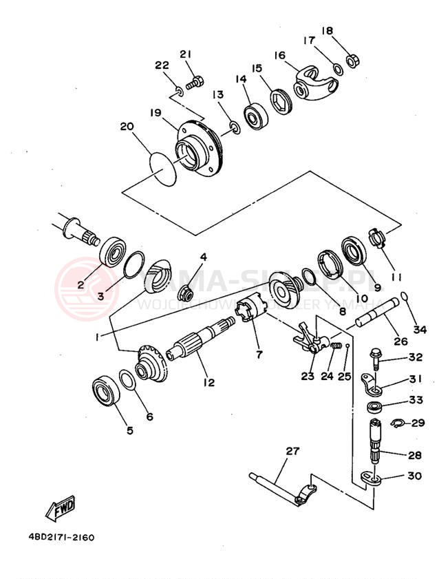 Schemat "Przeniesienie napędu" do Yamaha TIMBERWOLF 2WD YFB250F