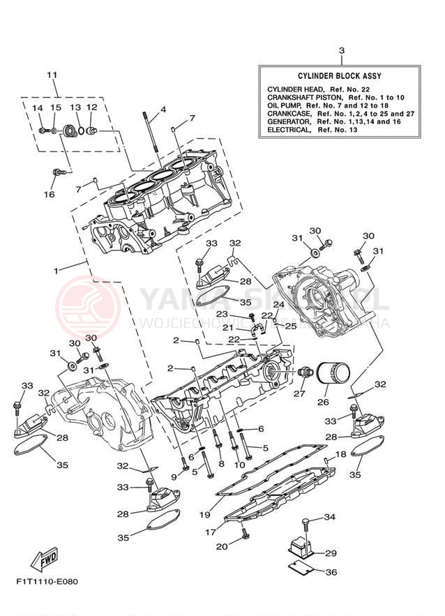 Schemat "Obudowa silnika" do Yamaha SX210 FRT1100BG/FRT1100CG