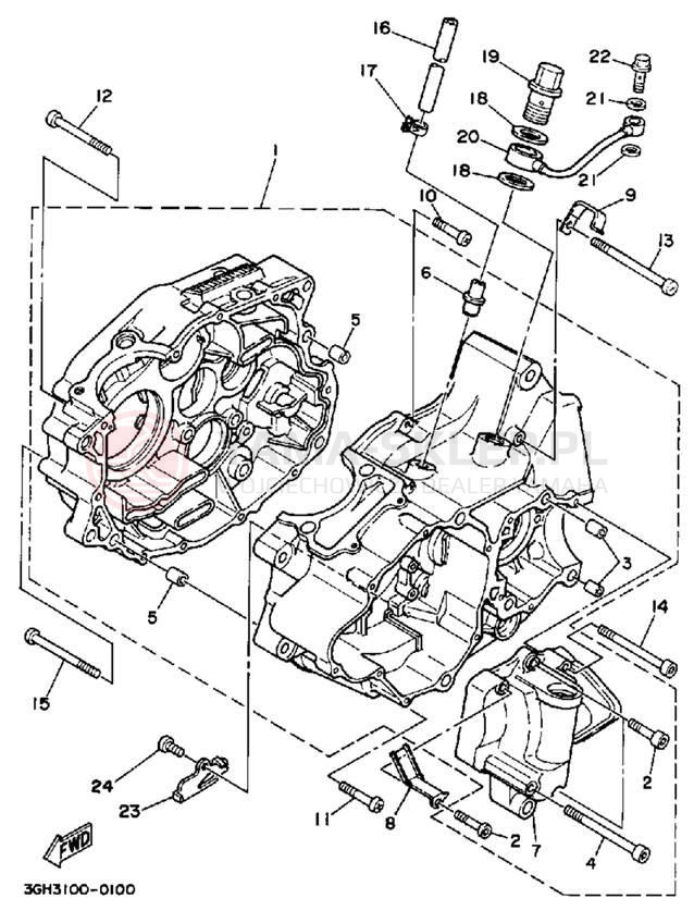 Schemat "Obudowa silnika" do Yamaha MOTO-4 YFM250A