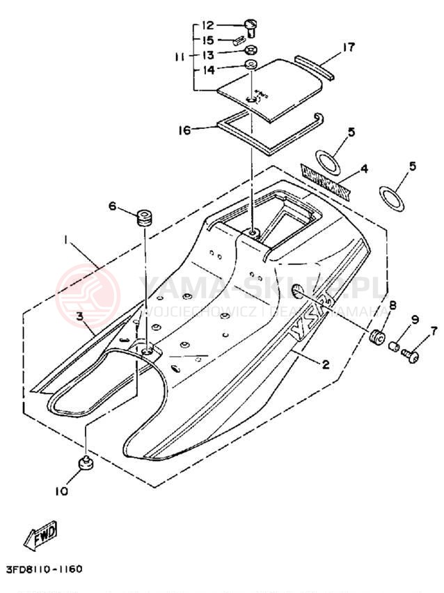 Schemat "Pokrywa boczna" do Yamaha YSR50B