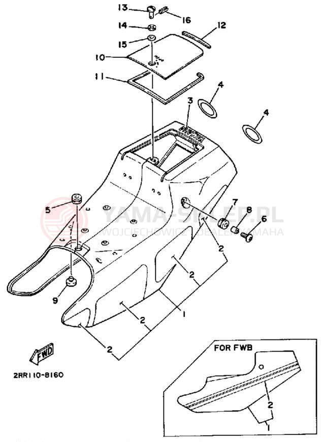 Schemat "Pokrywa boczna" do Yamaha YSR50W