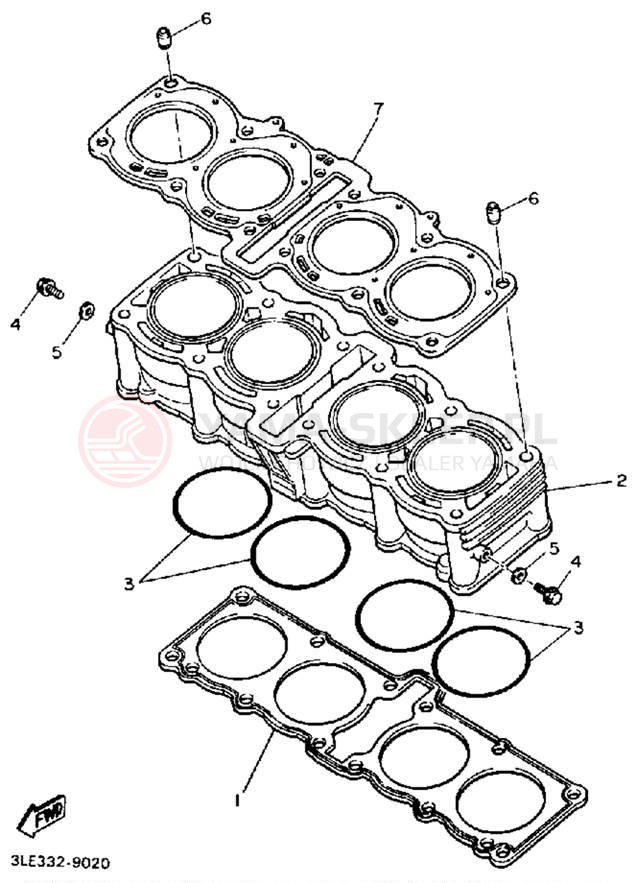 Schemat "cylinder" do Yamaha FZR1000A/FZR1000AC