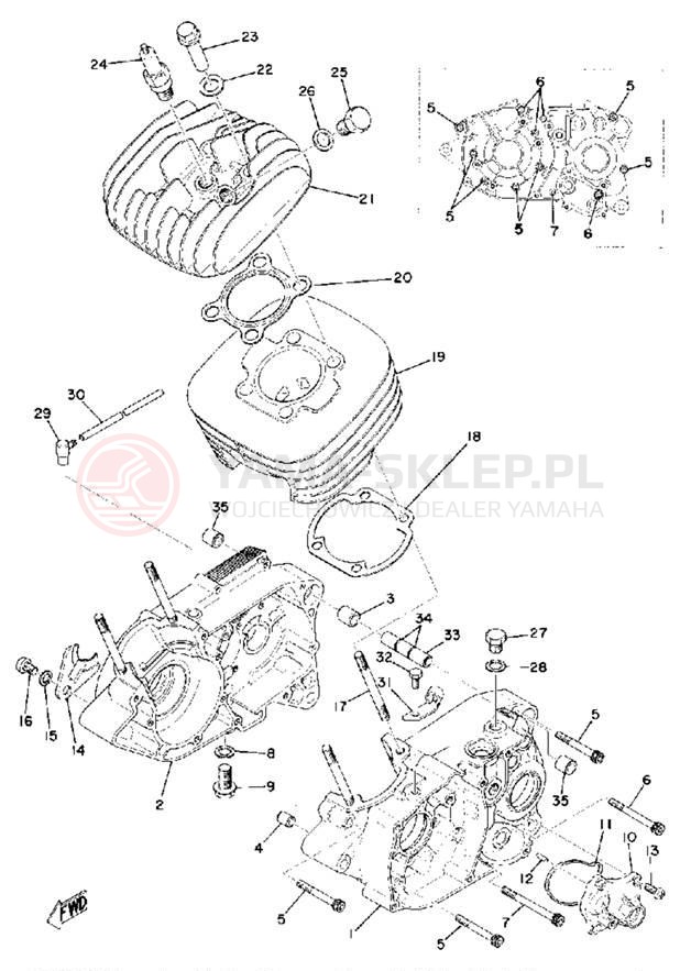 Schemat "Obudowa silnika - cylinder" do Yamaha MX175B