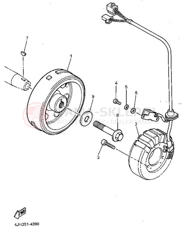 Schemat "prądnica" do Yamaha YZF600RGC