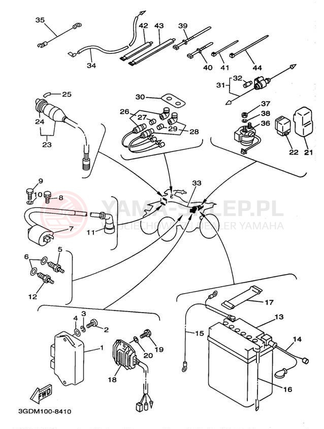 Schemat "układ elektryczny" do Yamaha WARRIOR YFM350XKC/YFM350XK