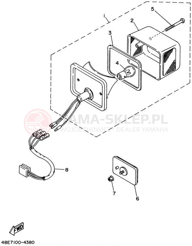 Schemat "lampa tył" do Yamaha XT225 XT225N/XT225NC