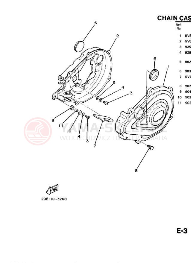 Schemat "CHAIN CASE" do Yamaha YT125N