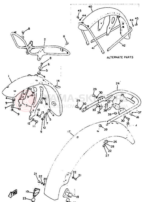 Schemat "Błotniki przód i tył" do Yamaha XS1B
