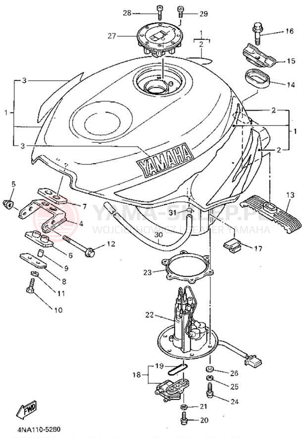 Schemat "zbiornik paliwa" do Yamaha YZF600RGC