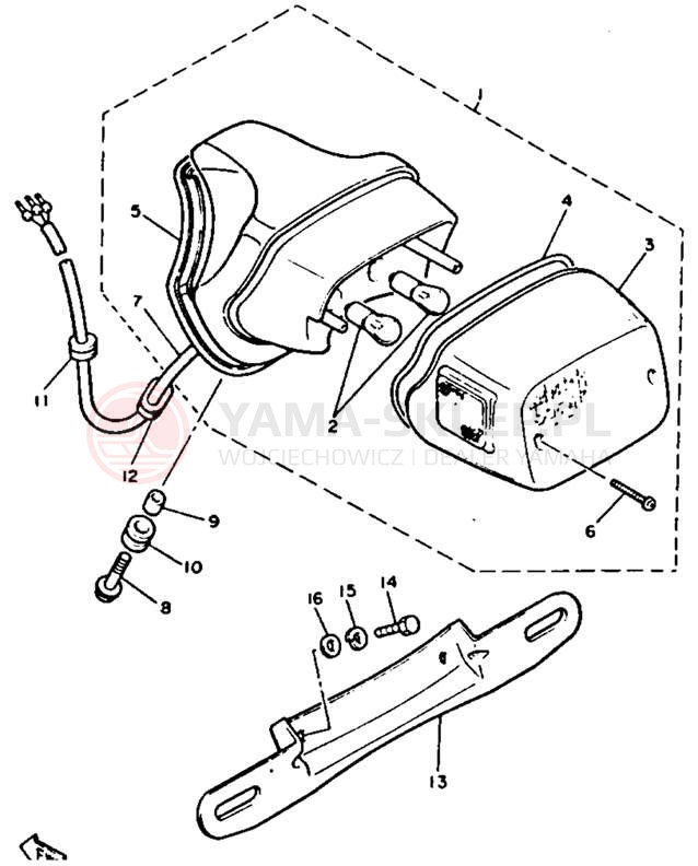 Schemat "lampa tył" do Yamaha VIRAGO 750 XV750B/XV750BC