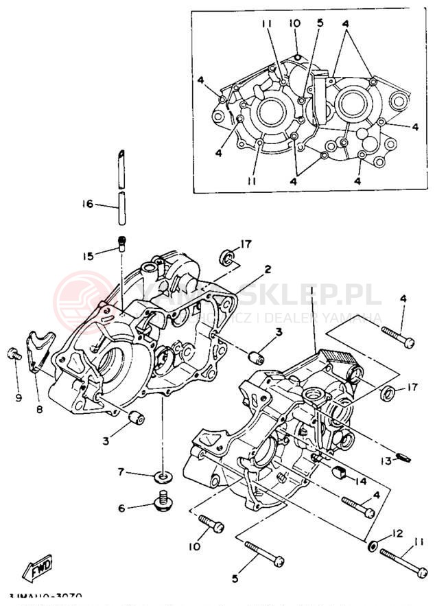 Schemat "Obudowa silnika" do Yamaha BLASTER YFS200E_MN