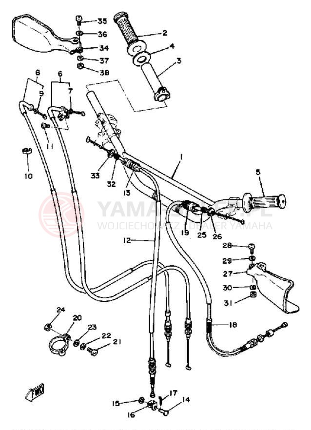 Schemat "Kierownica i osprzęt" do Yamaha TT250H