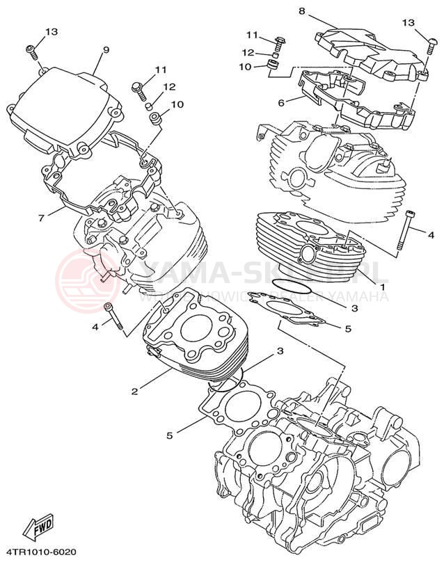 Schemat "cylinder" do Yamaha V-STAR CUSTOM XVS650KC/XVS650K