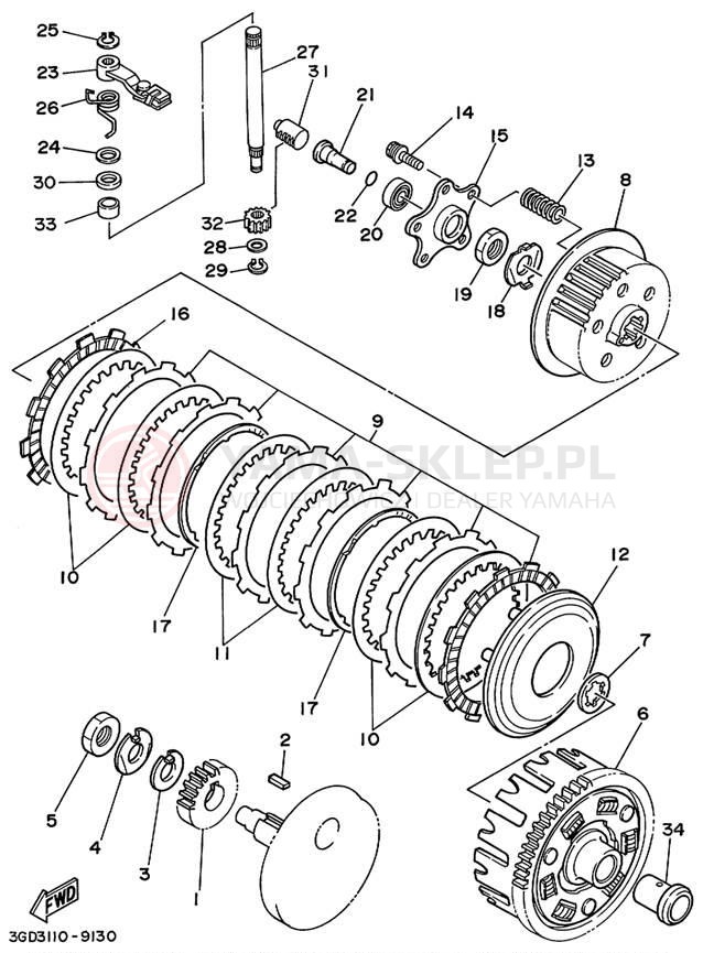 Schemat "sprzęgło" do Yamaha WARRIOR YFM350XLC/YFM350XL