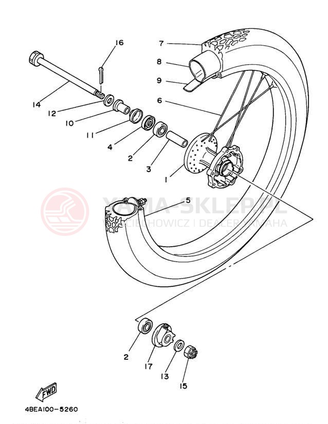 Schemat "Koło przód" do Yamaha SEROW XT225J/XT225JC