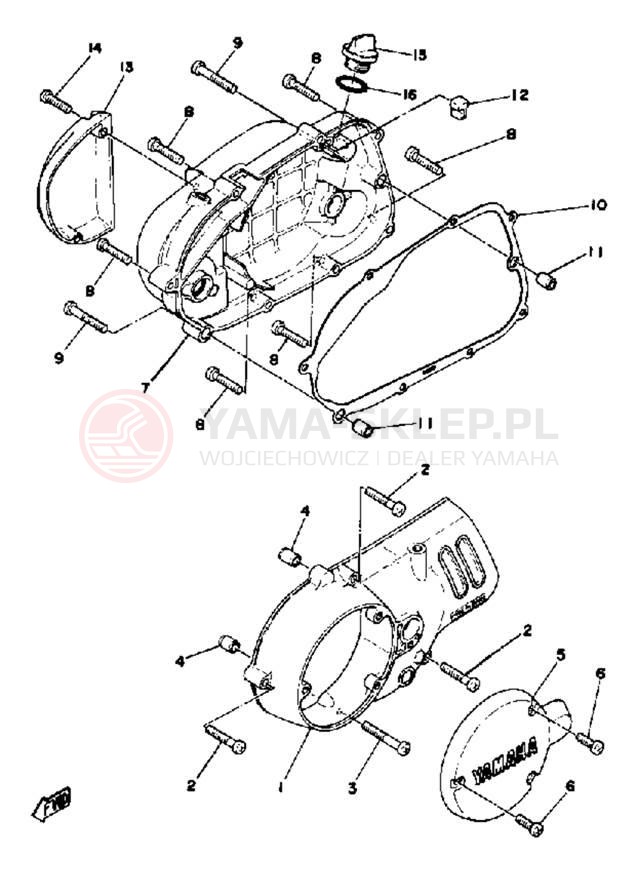 Schemat "Pokrywa silnika" do Yamaha DT80J
