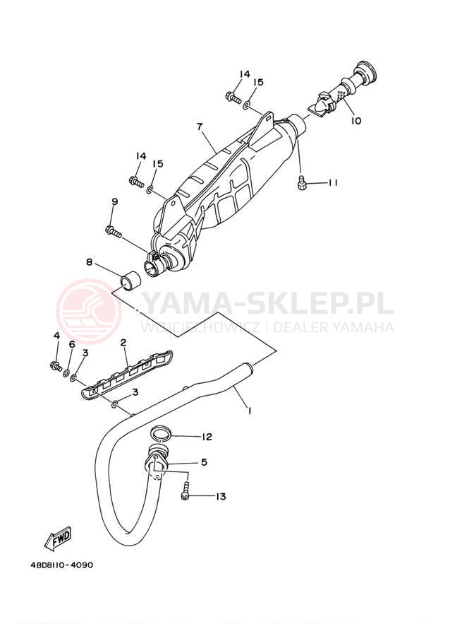Schemat "Wydech końcowy" do Yamaha TIMBERWOLF 4WD YFB250FWM