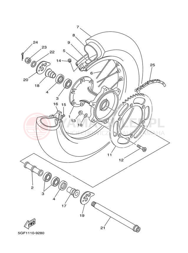 Schemat "Koło tył" do Yamaha TT-R250 TTR250T/TTR250TC