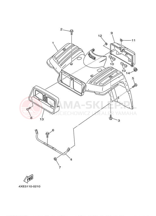 Schemat "Przedni błotnik" do Yamaha BEARTRACKER YFM25XS