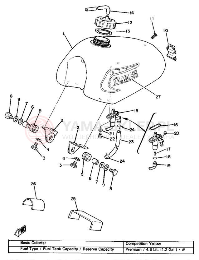Schemat "zbiornik paliwa" do Yamaha YZ80H
