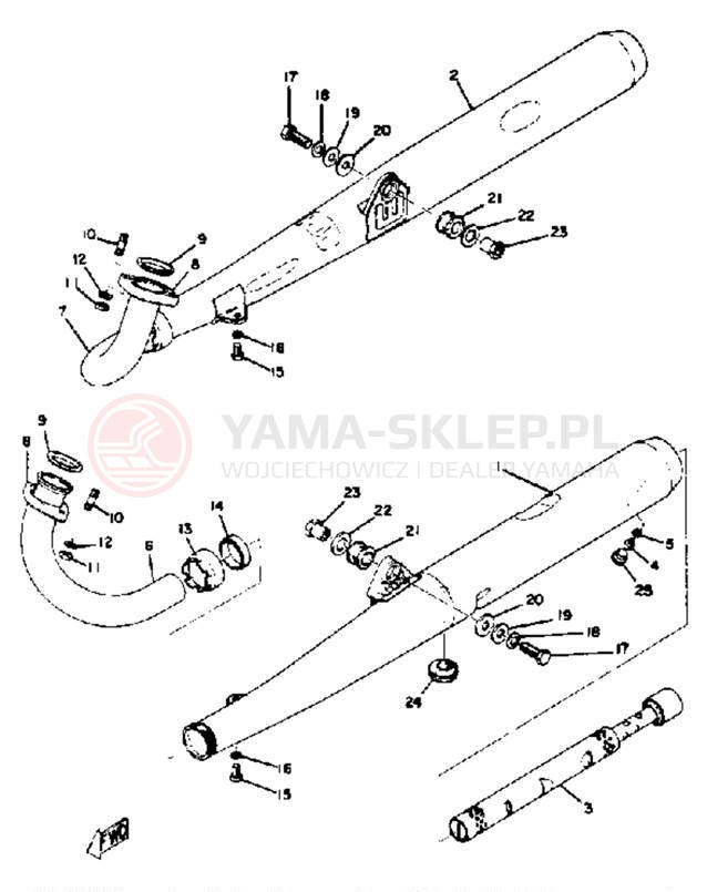 Schemat "Wydech końcowy" do Yamaha RD350B