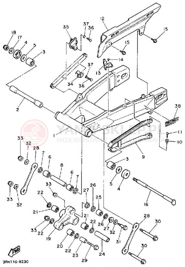Schemat "wahacz" do Yamaha FZR400SAC