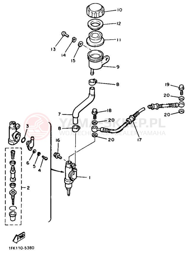 Schemat "Pompa hamulcowa tył" do Yamaha V-MAX 1200 VMX12AC/VMX12A