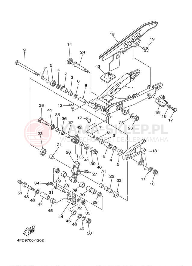 Schemat "wahacz" do Yamaha XT225 XT225RC/XT225R