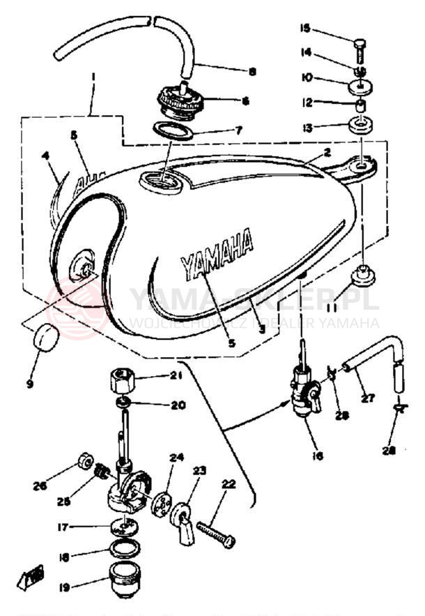 Schemat "zbiornik paliwa" do Yamaha DT100G